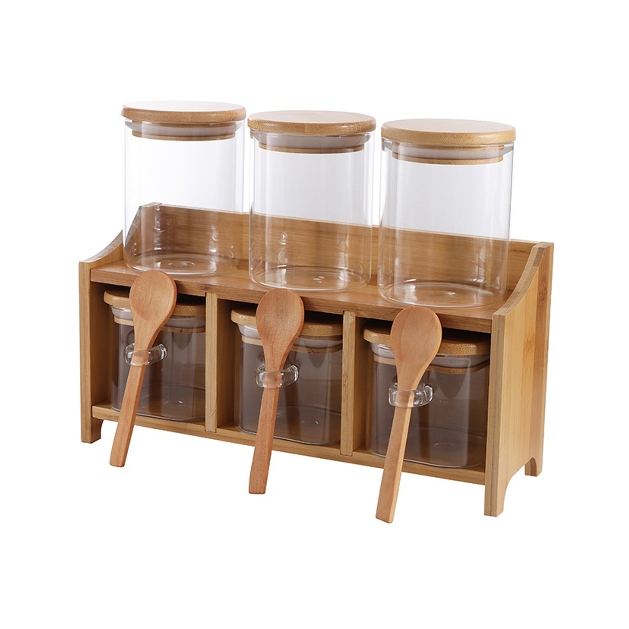 10 Piece Bamboo Canister Set Clear