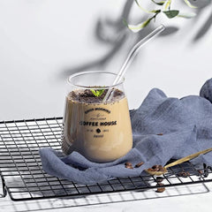 6 Piece Glass Straw Set Clear