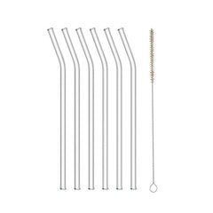 6 Piece Glass Straw Set Clear
