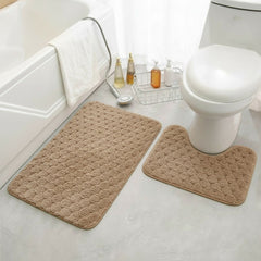 2 Piece Bathroom Mat Set Brown