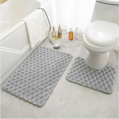 2 Piece Bathroom Mat Set Light Grey