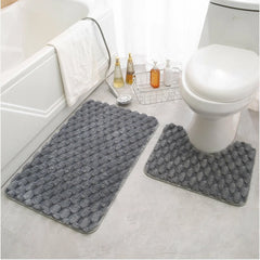 2 Piece Bathroom Mat Set Grey