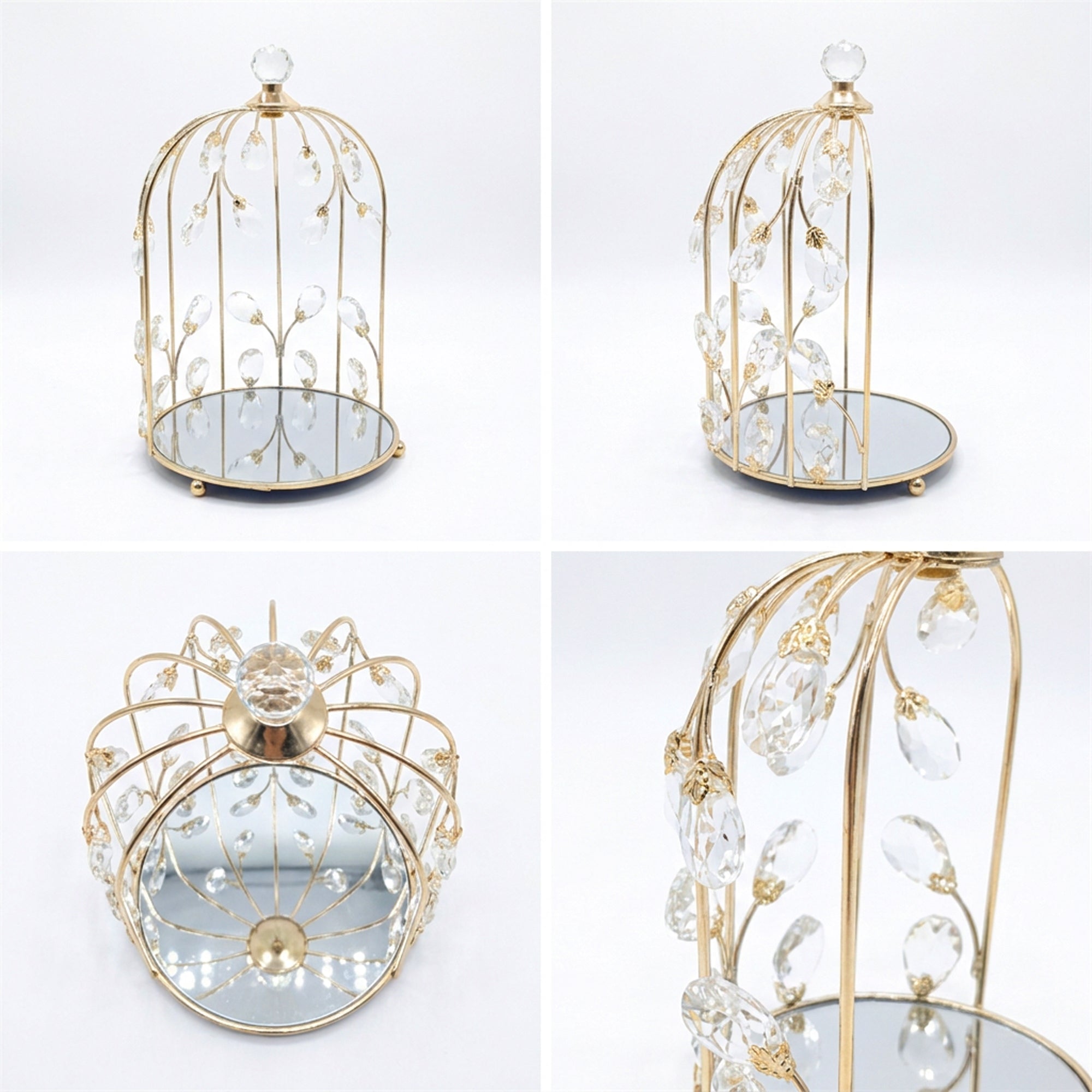 3 Piece Cage Design Dessert Server Set Gold