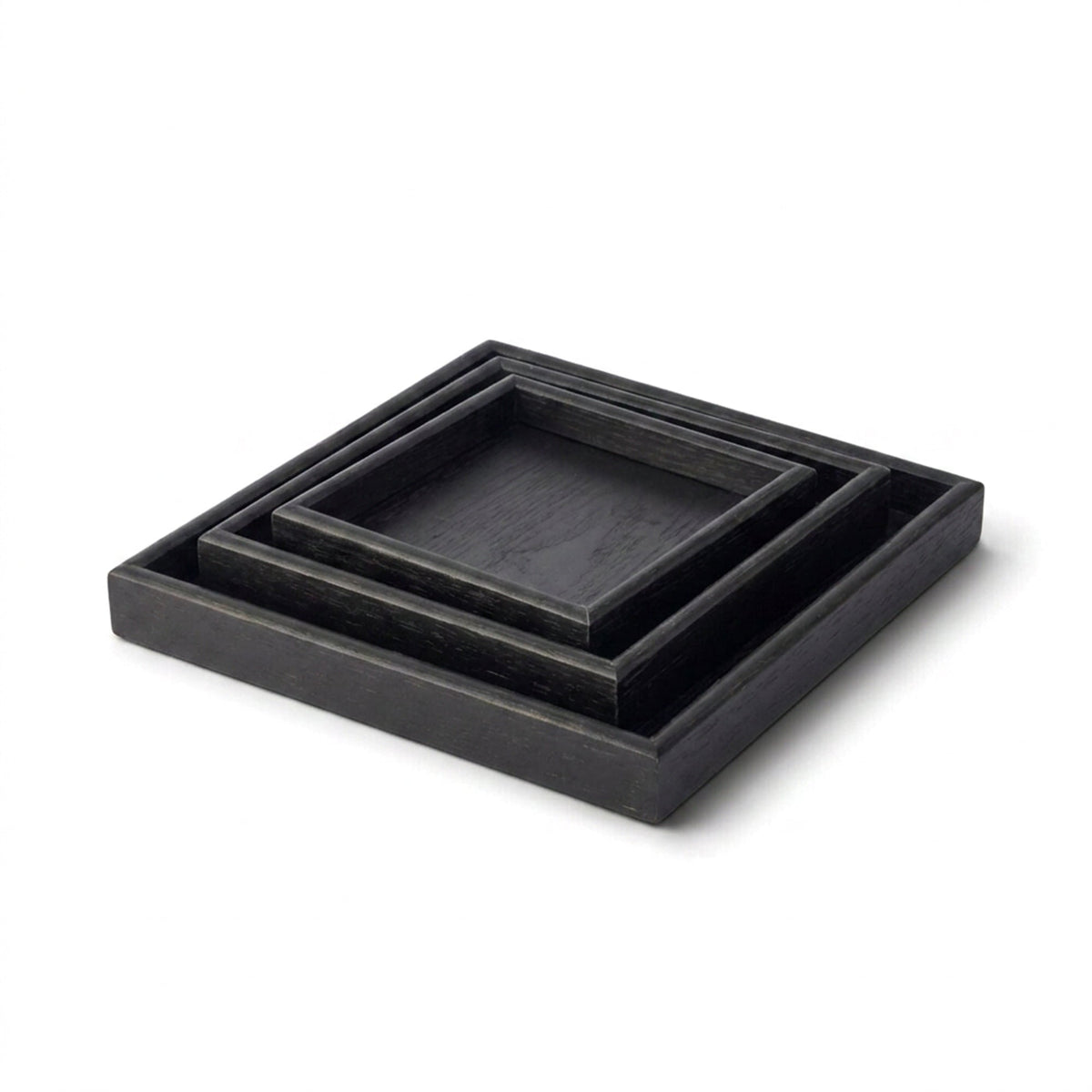 3 Piece Wooden Serving Tray Set Black