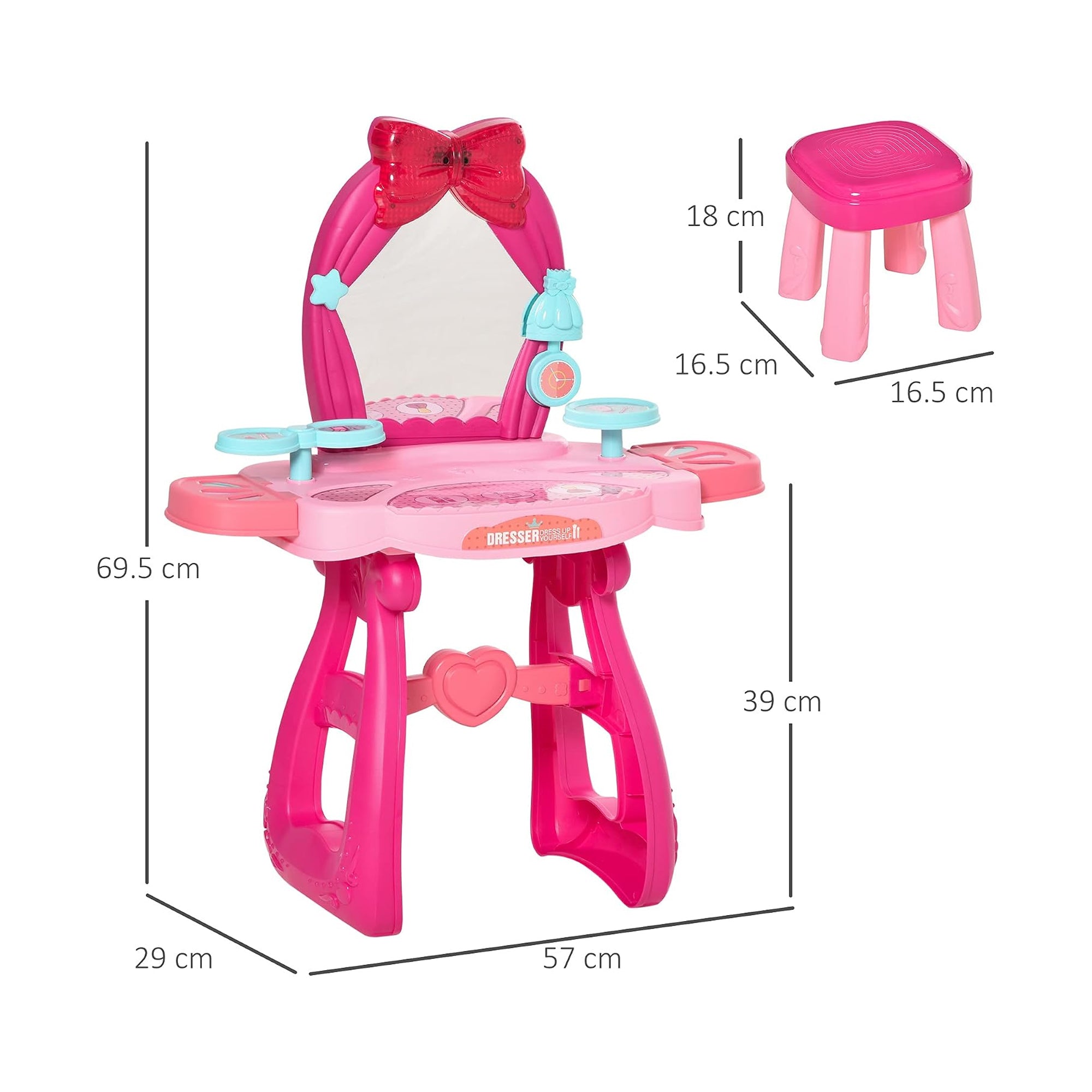 36 Piece Kids Musical Makeup Desk Pink