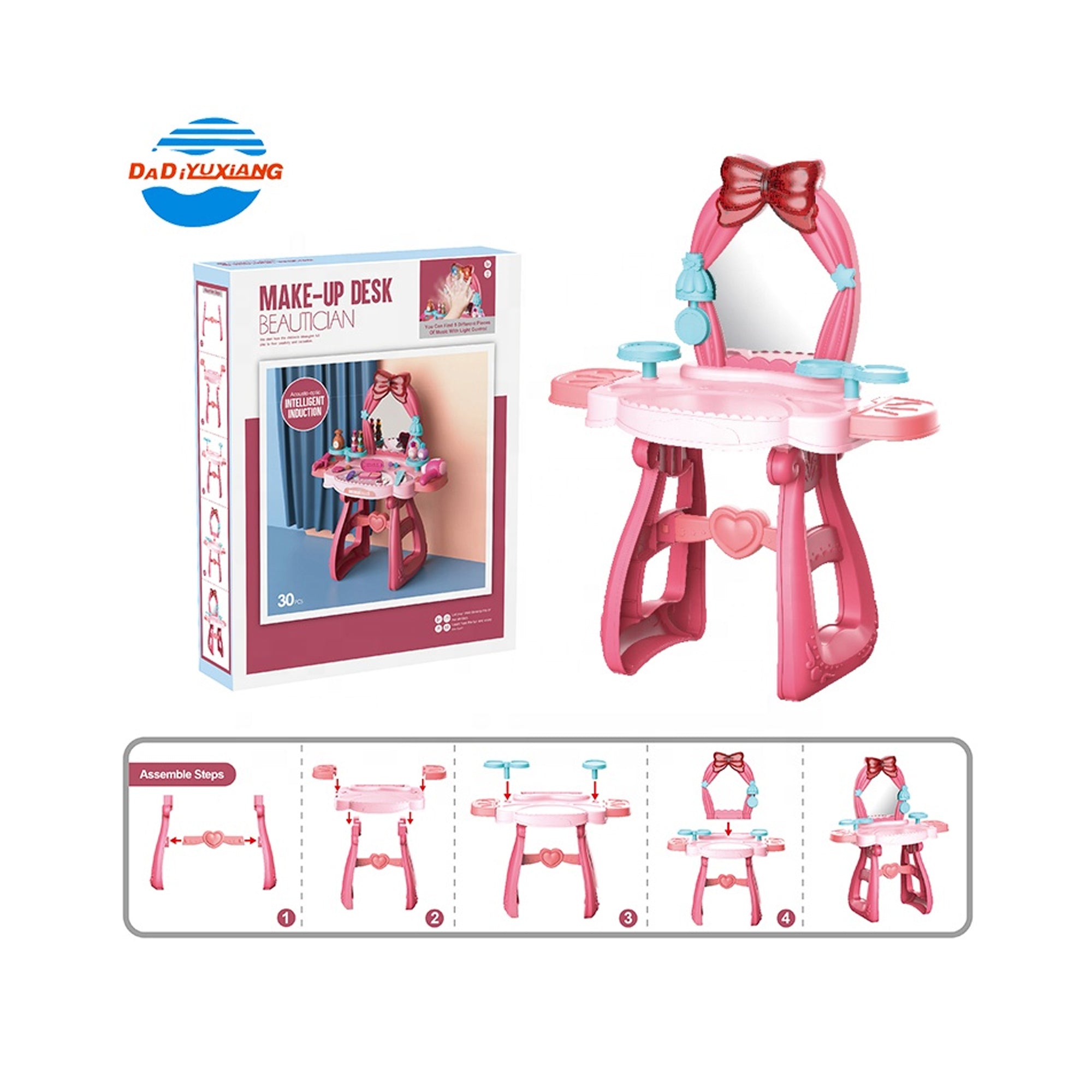 36 Piece Kids Musical Makeup Desk Pink