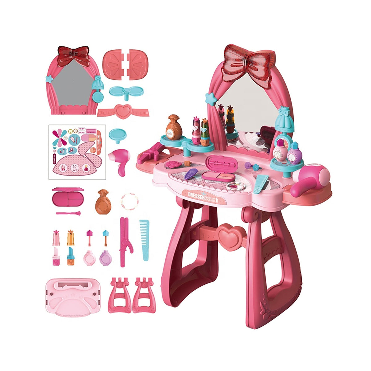 36 Piece Kids Musical Makeup Desk Pink