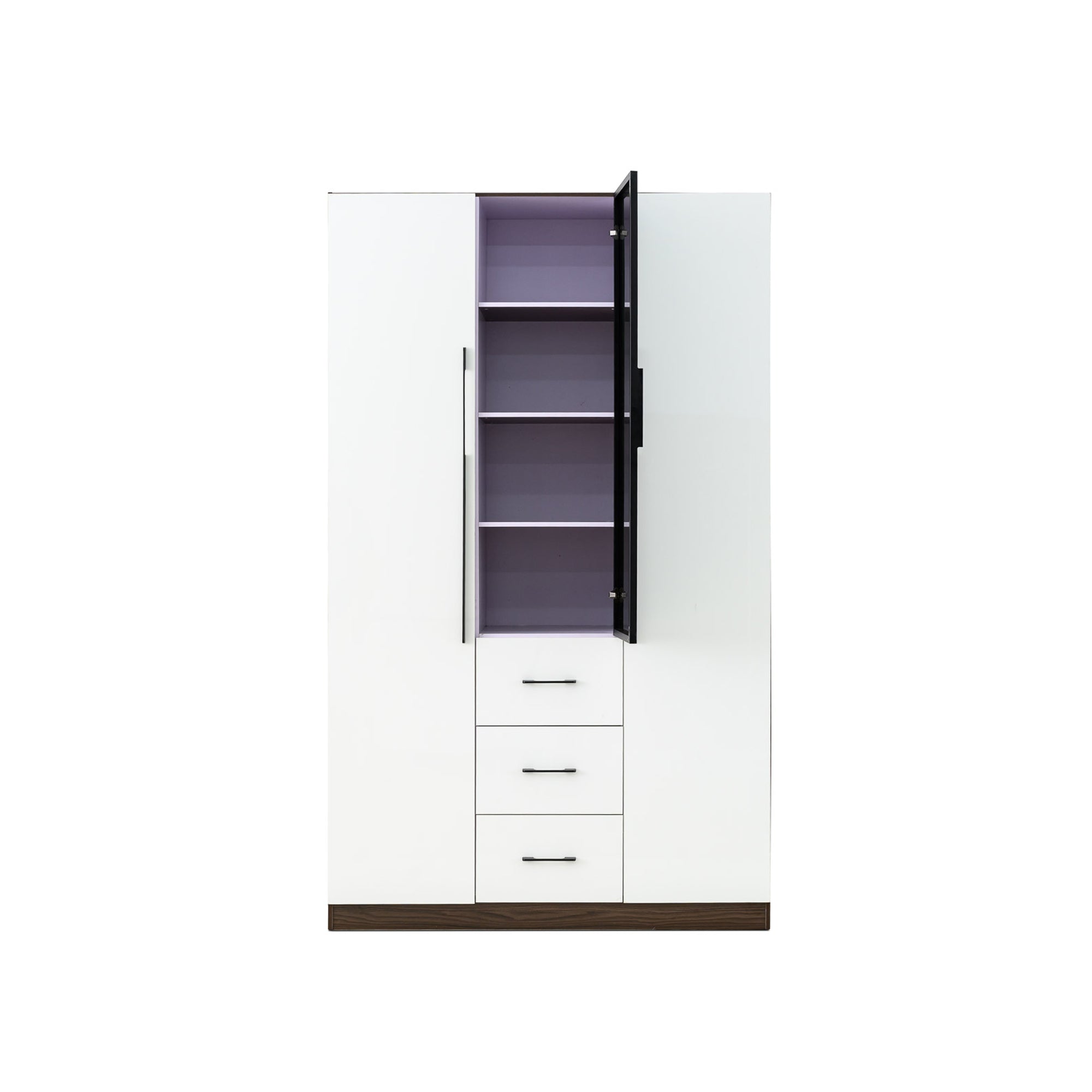 3 Door Wardrobe White Wood Grain