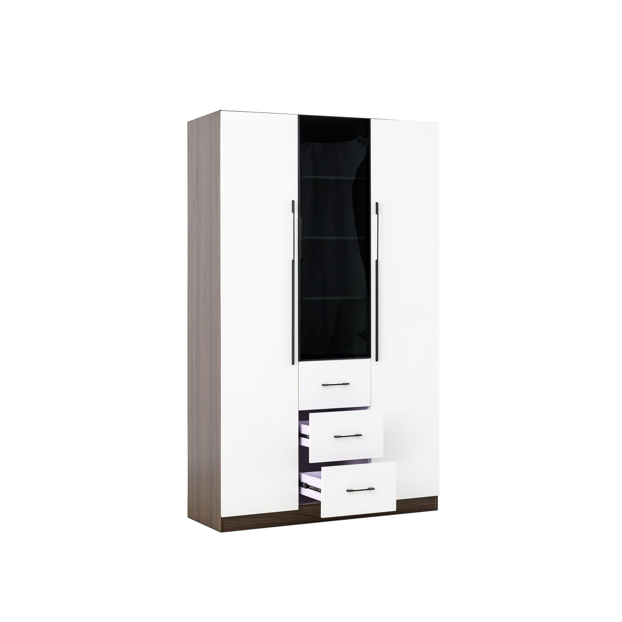3 Door Wardrobe White Wood Grain
