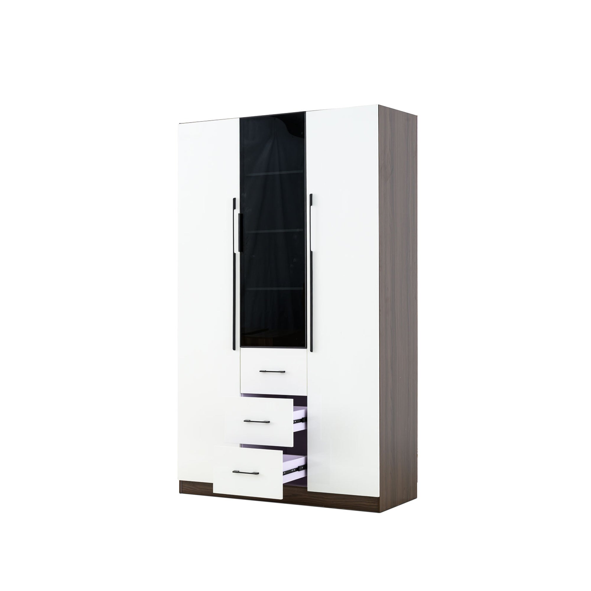 3 Door Wardrobe White Wood Grain