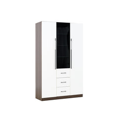 3 Door Wardrobe White Wood Grain