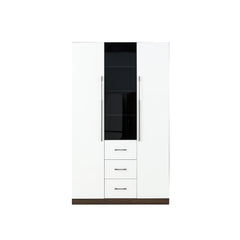 3 Door Wardrobe White Wood Grain