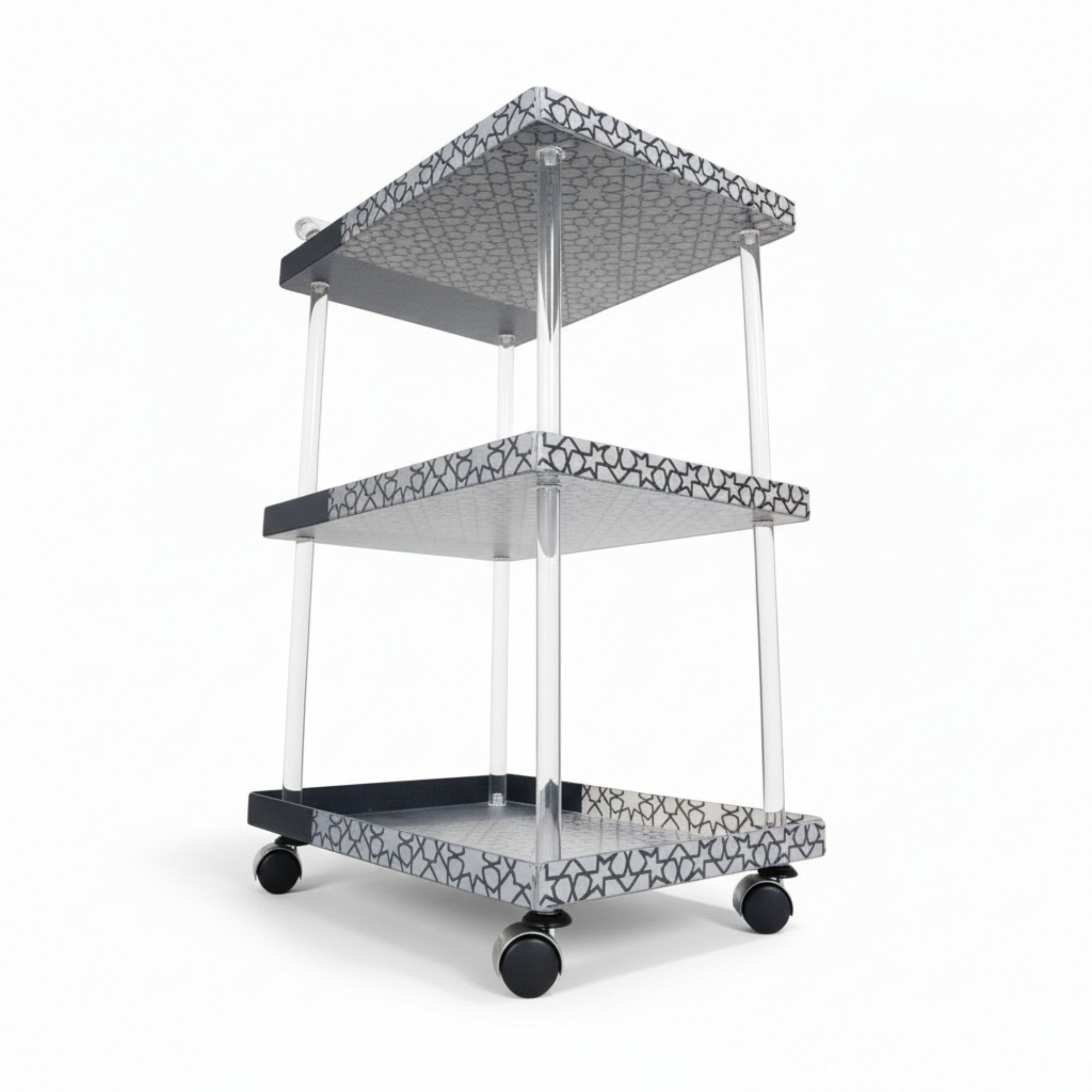 3 Tier Acrylic Trolley Black