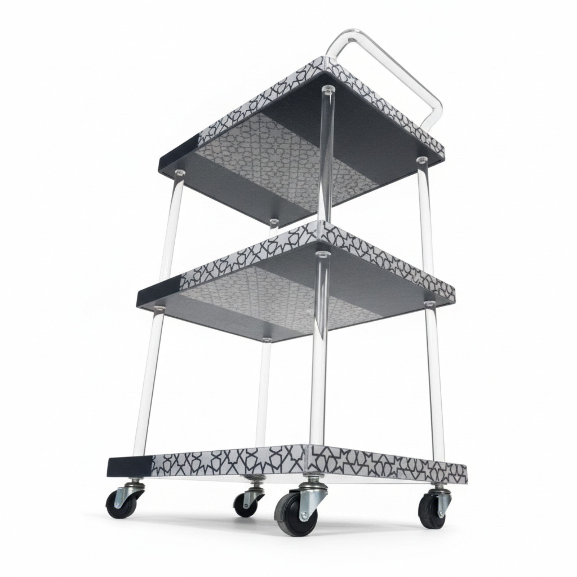 3 Tier Acrylic Trolley Black