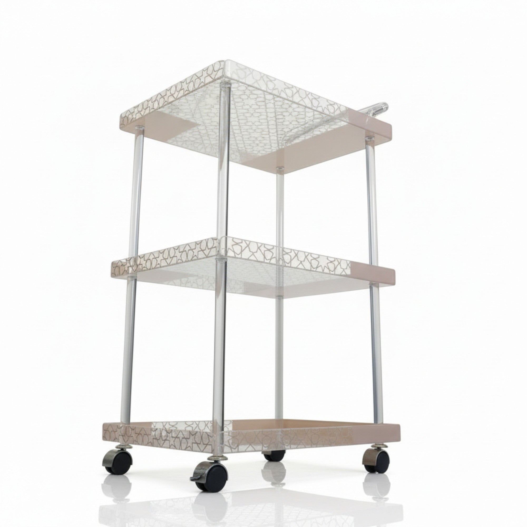 3 Tier Acrylic Trolley Cream
