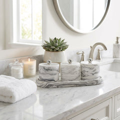 3 Piece Marble Design Canister Set Black & White