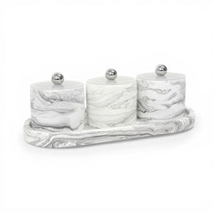 3 Piece Marble Design Canister Set Black & White