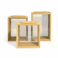3 Piece Bamboo Canister Set Clear