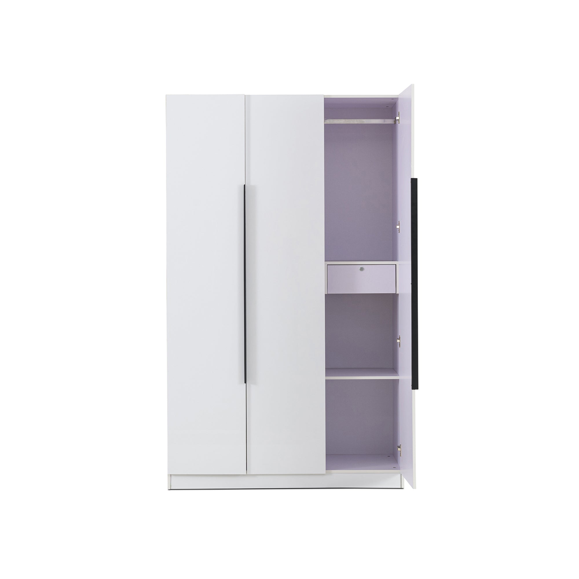3 Door High Gloss Wardrobe White