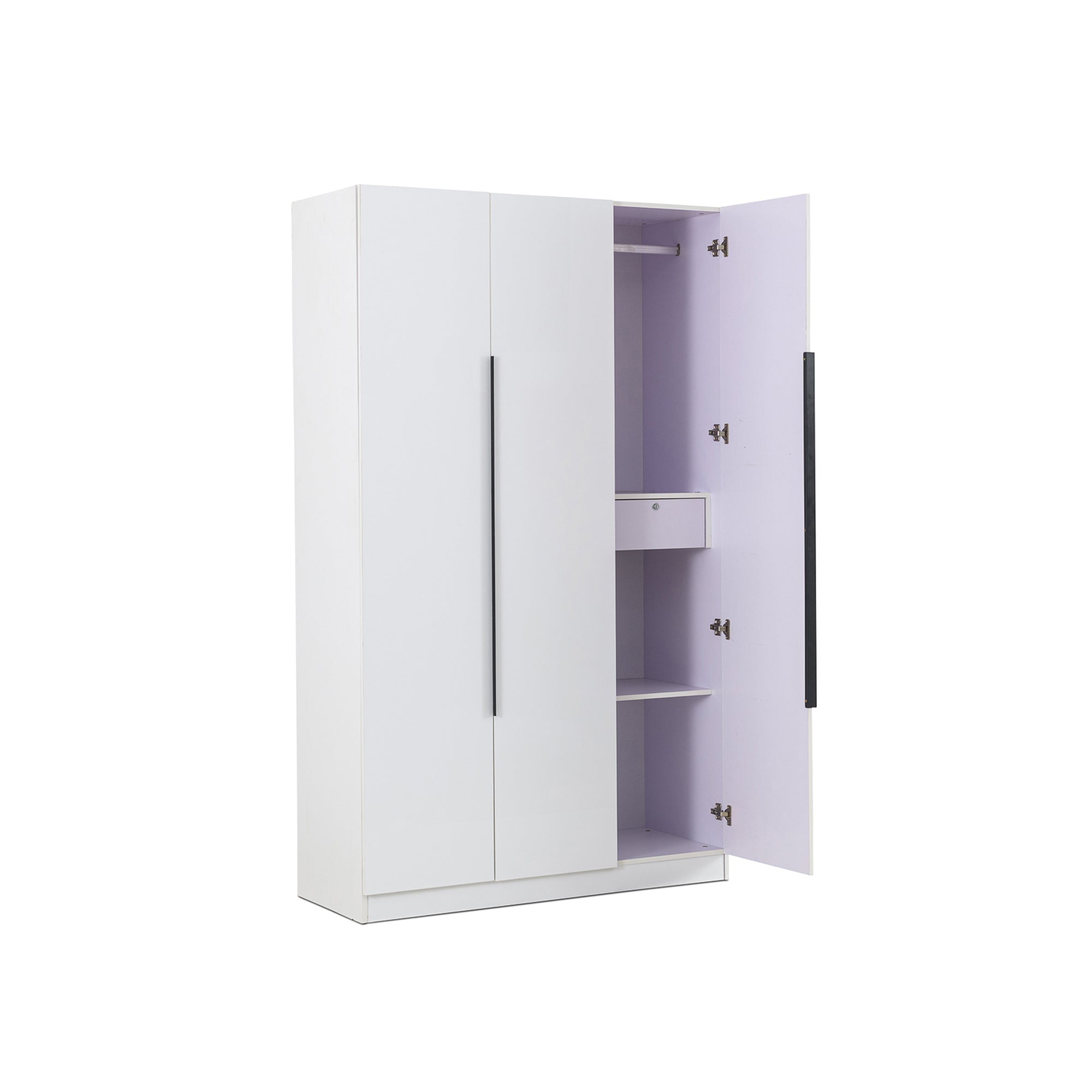 3 Door High Gloss Wardrobe White
