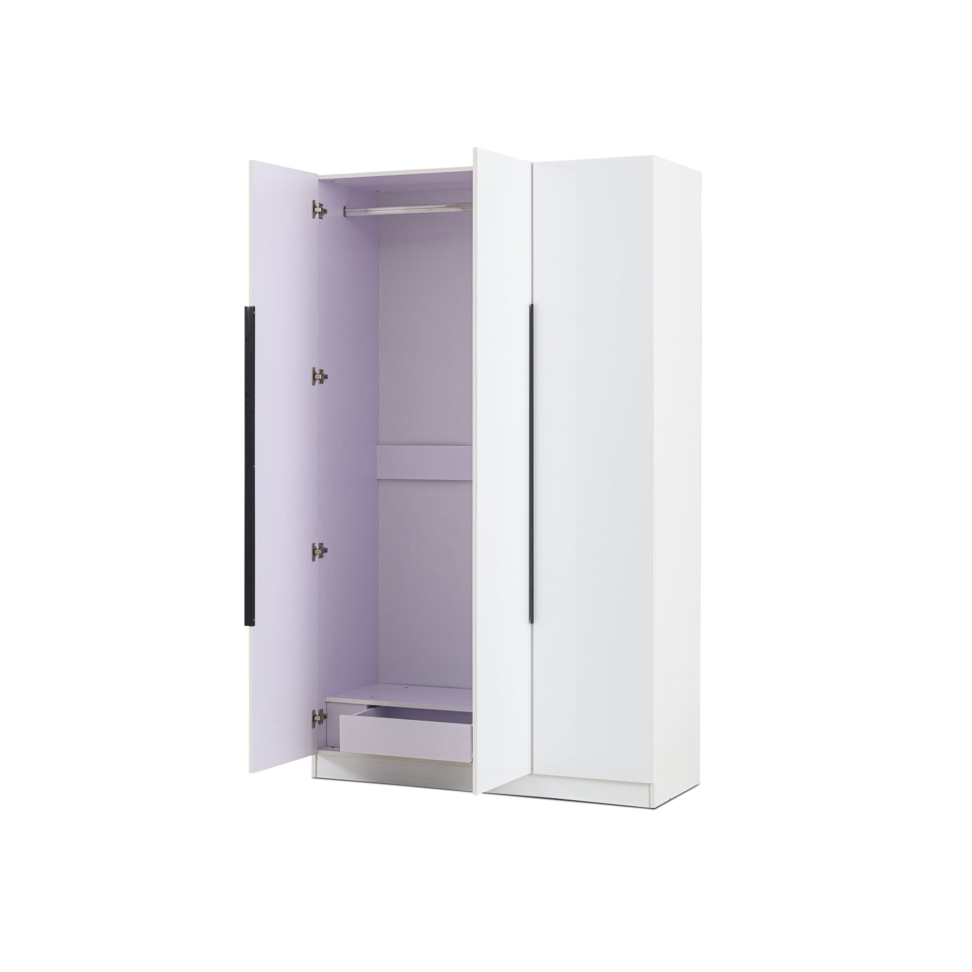 3 Door High Gloss Wardrobe White