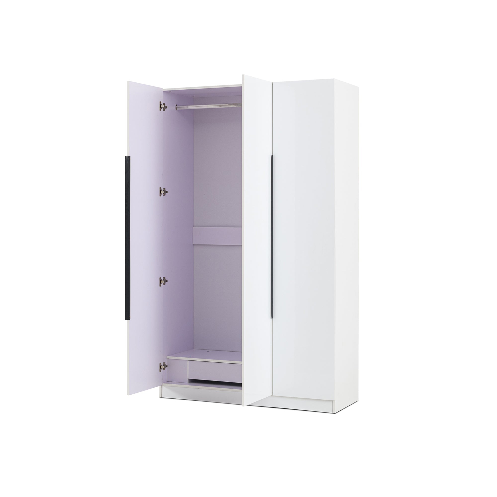 3 Door High Gloss Wardrobe White