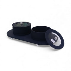 3 Piece Leather Trinket Box Set Black