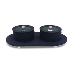 3 Piece Leather Trinket Box Set Black