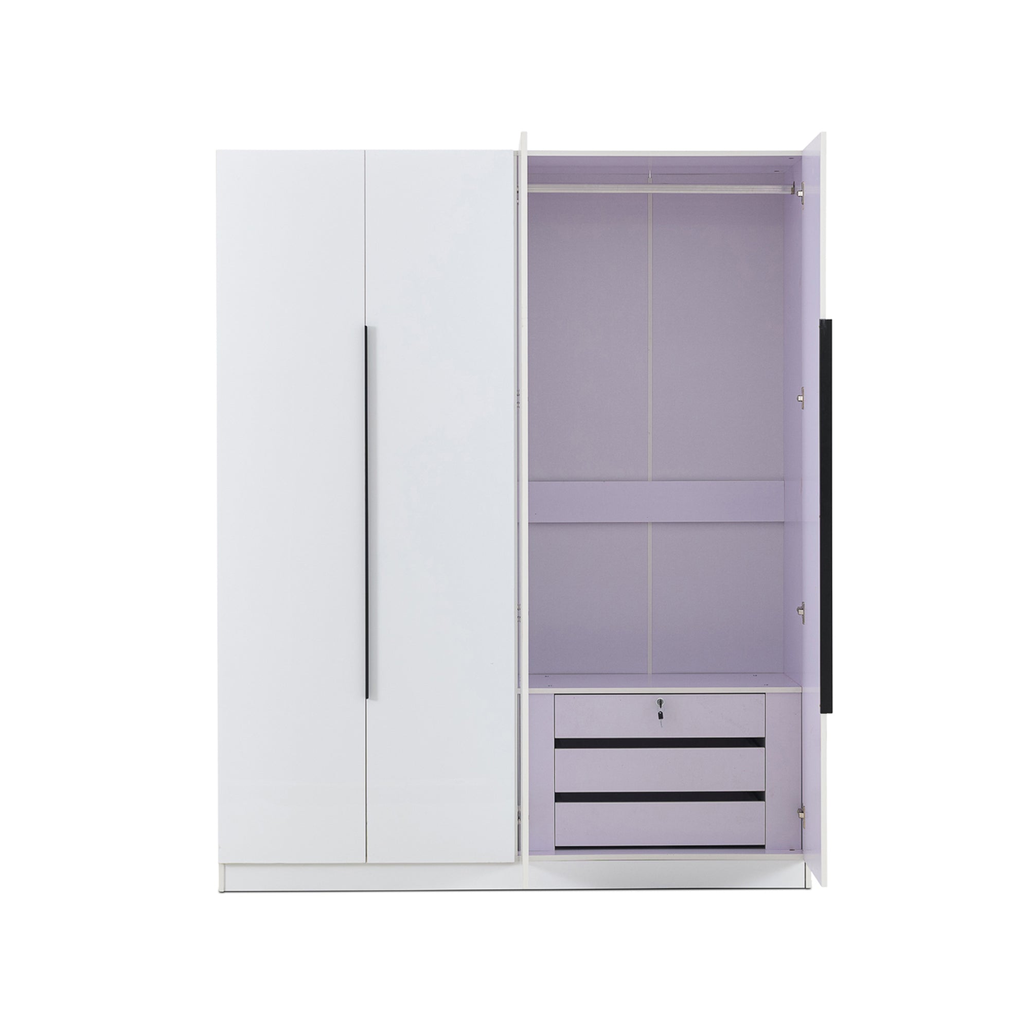4 Door High Gloss Wardrobe White