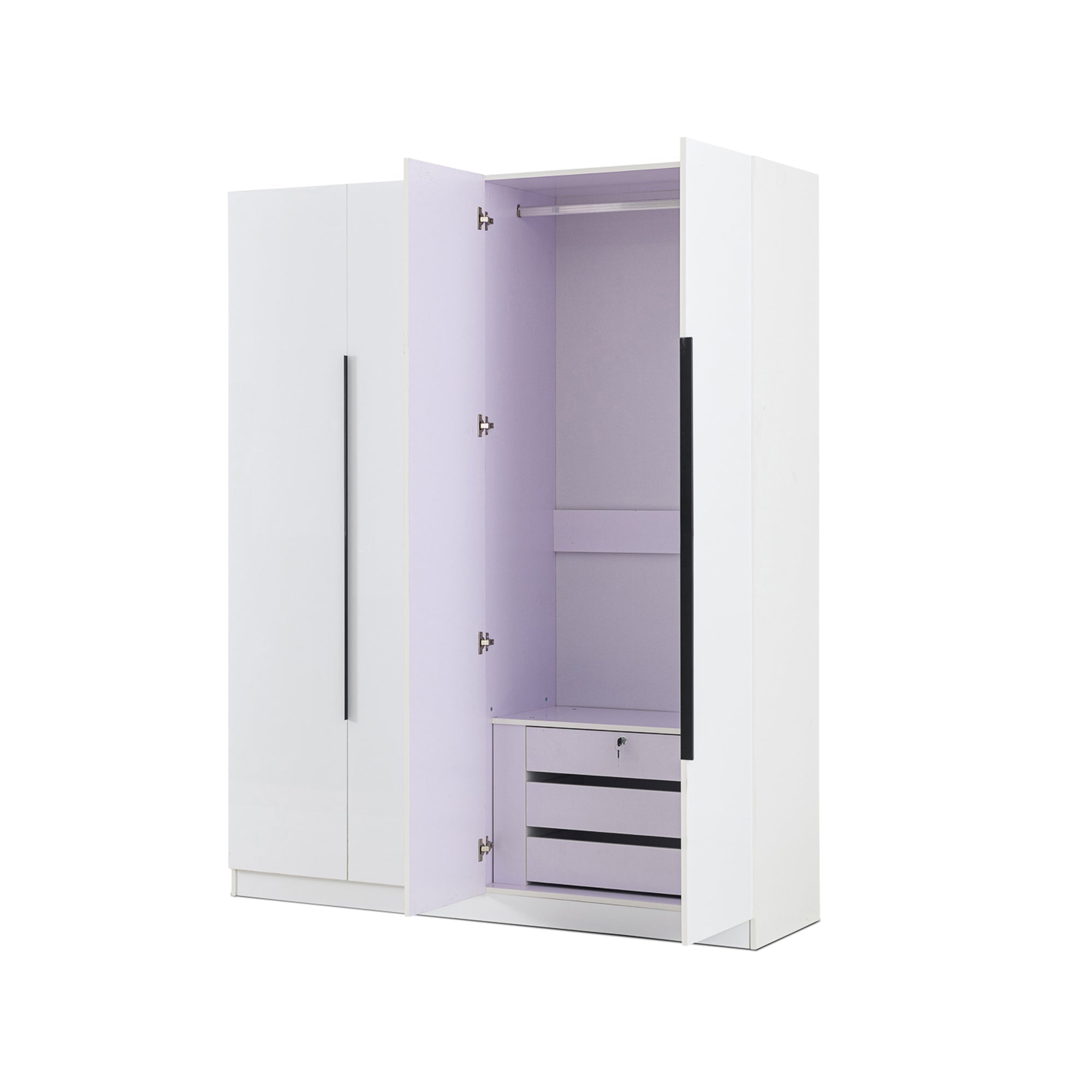 4 Door High Gloss Wardrobe White