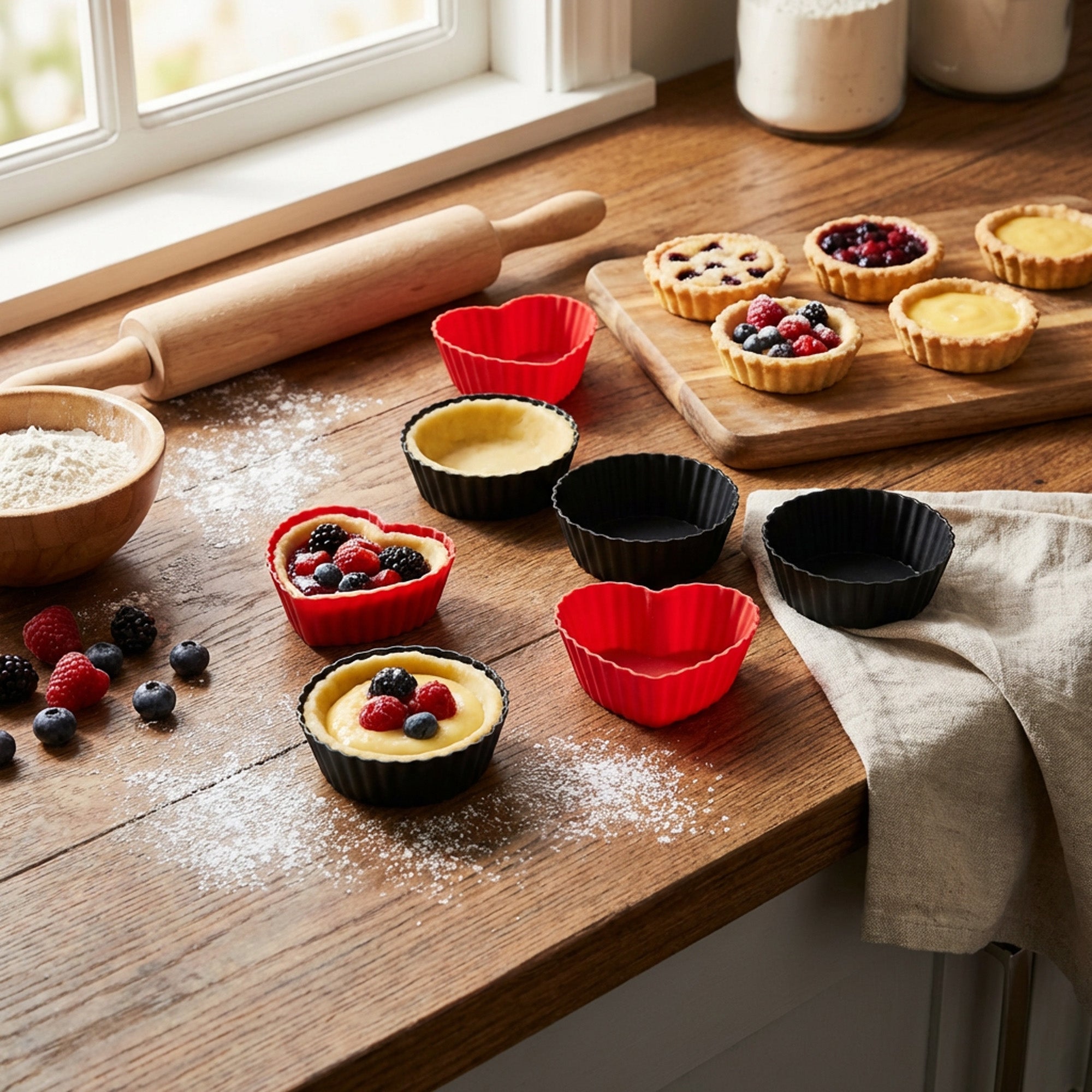 6 Piece Silicone Muffin Cups Black & Red
