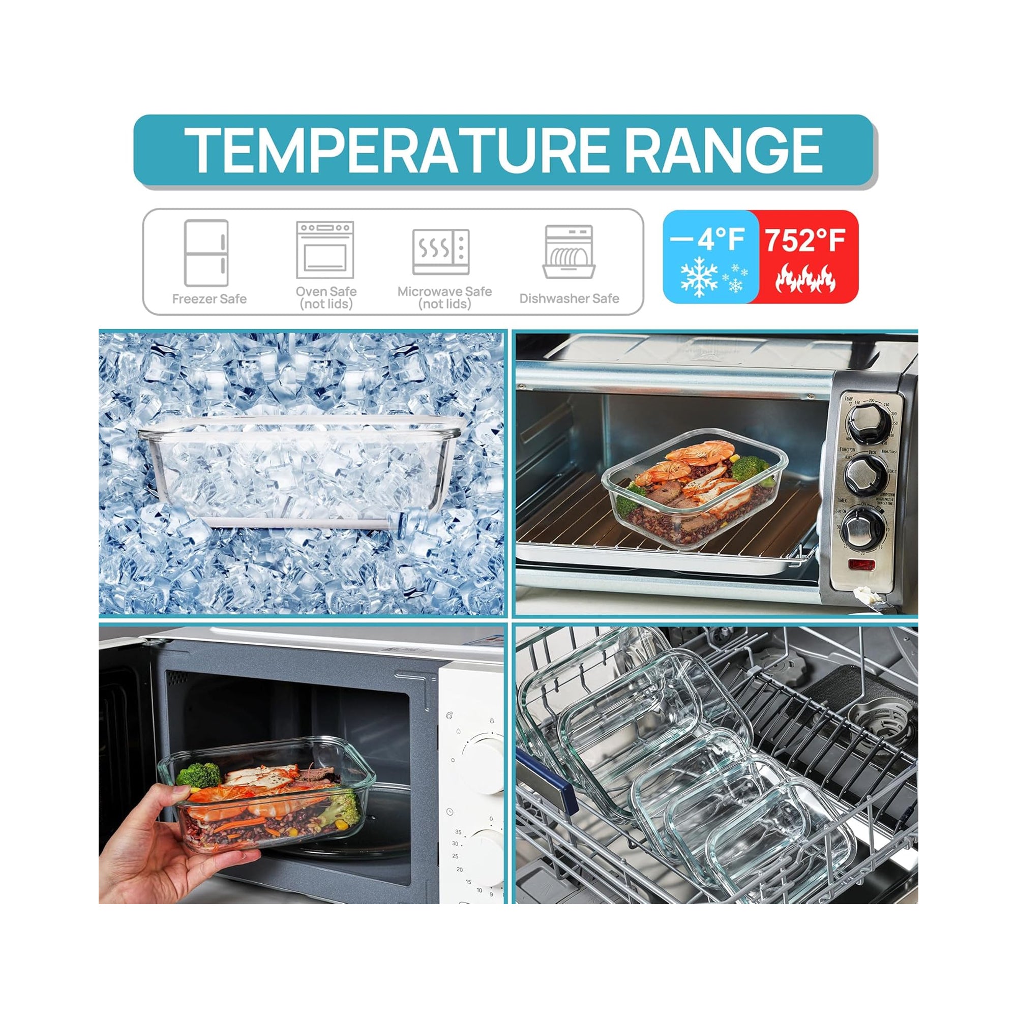 4 Piece 370ml Storage Container Set Clear