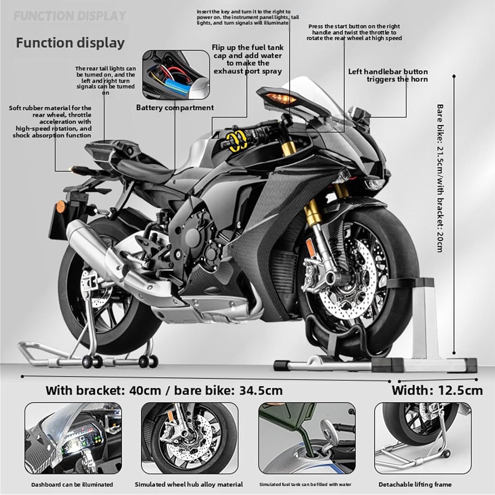 1:6 Alloy Motorcycle Model Black
