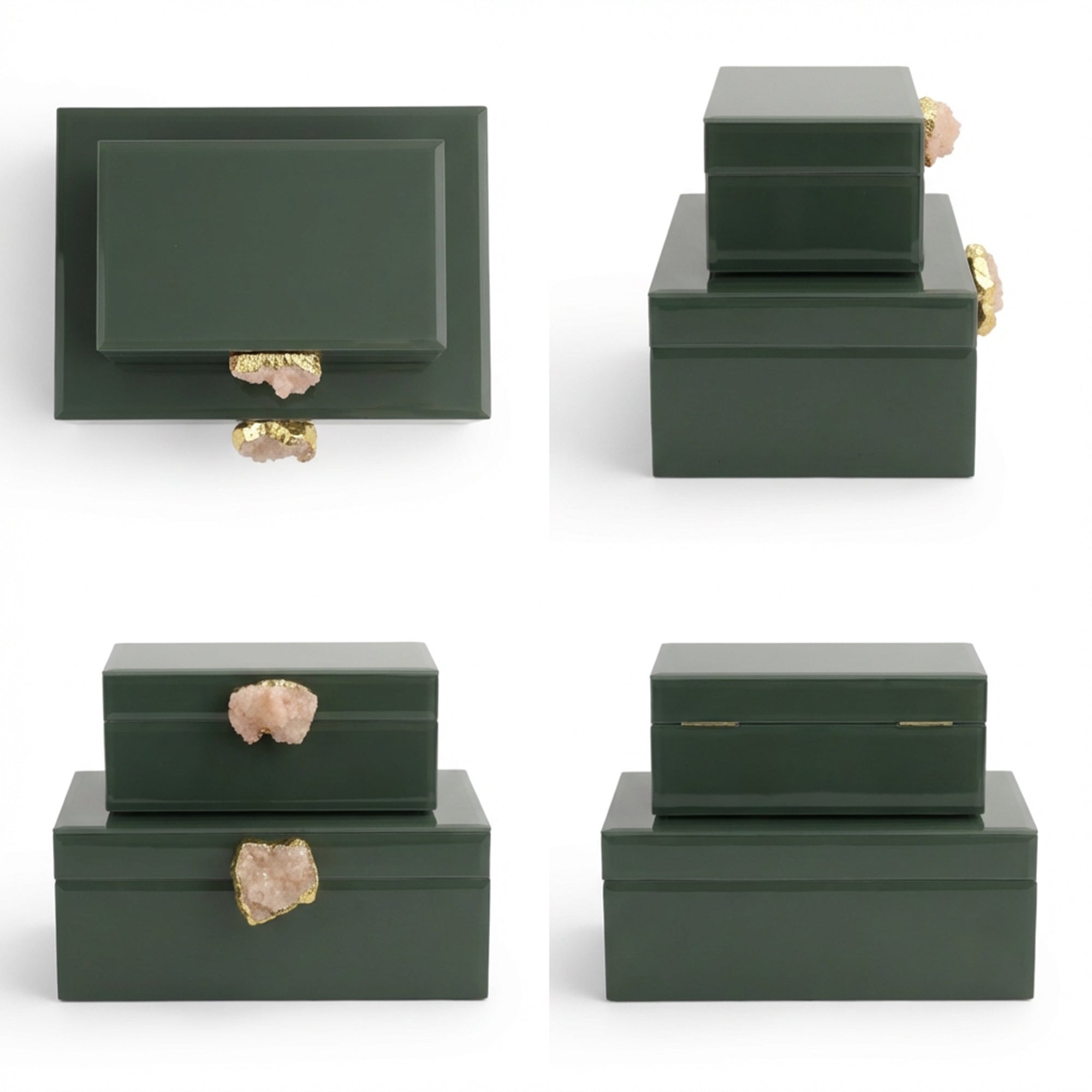 2 Piece Jewellery Box Set Green