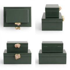 2 Piece Jewellery Box Set Green
