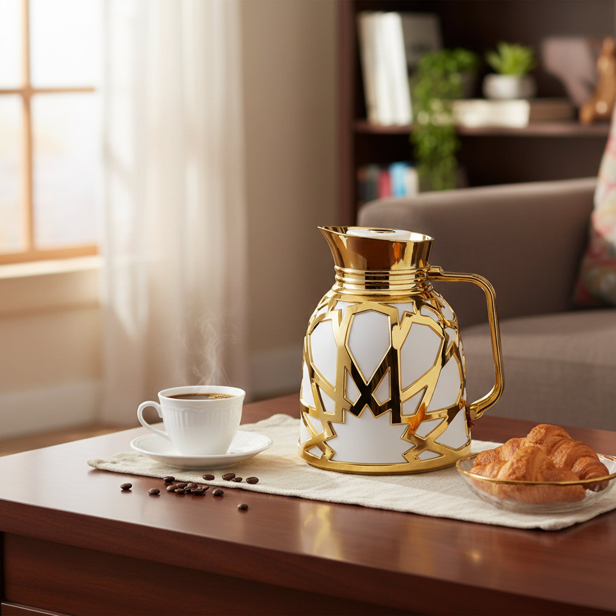 1Lt Arabic Flask White & Gold