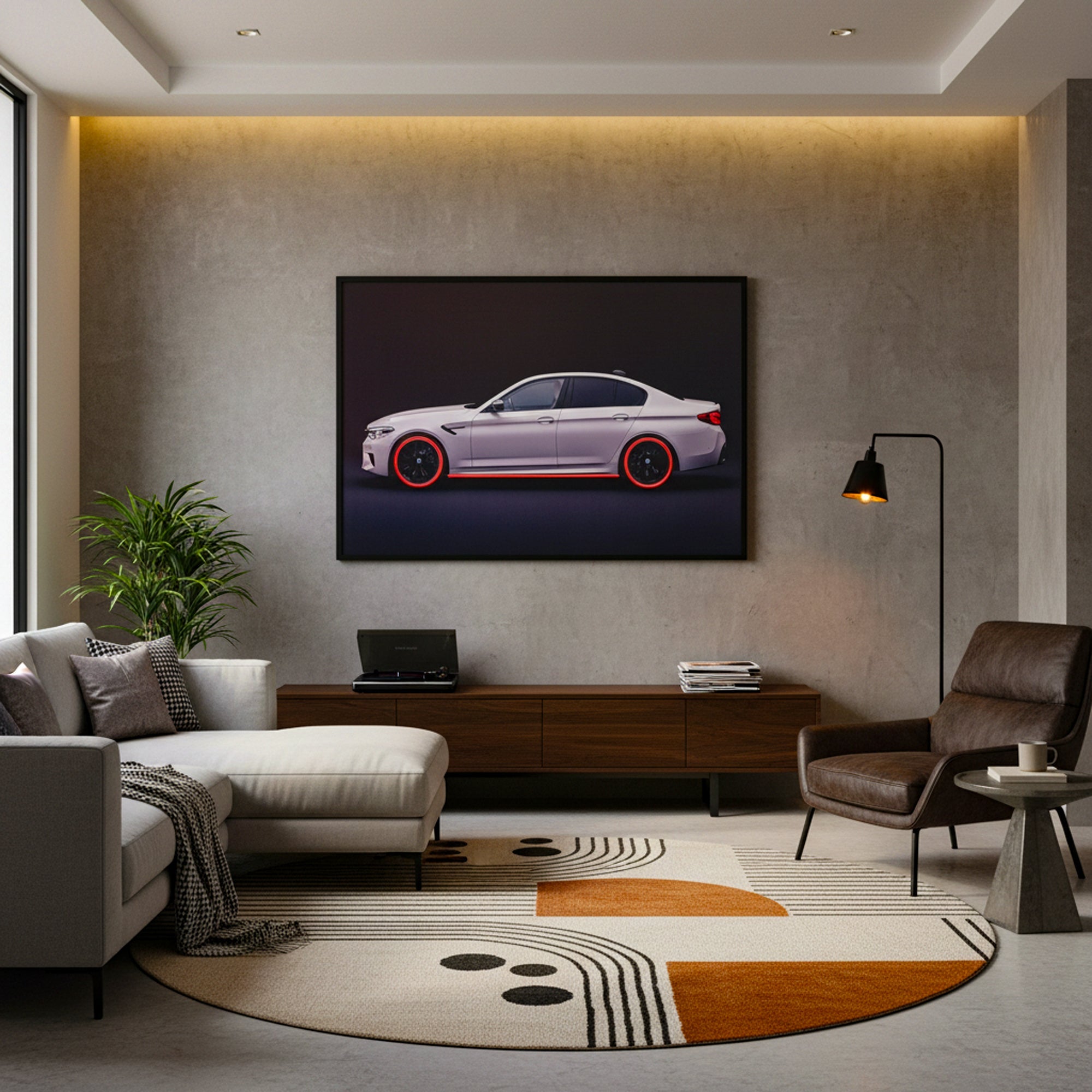 80 x 120cm Car Frame with LED Lights White & Red