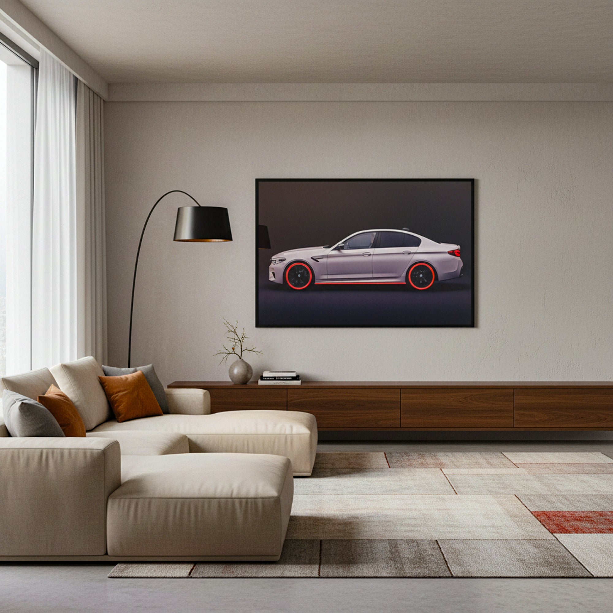 80 x 120cm Car Frame with LED Lights White & Red