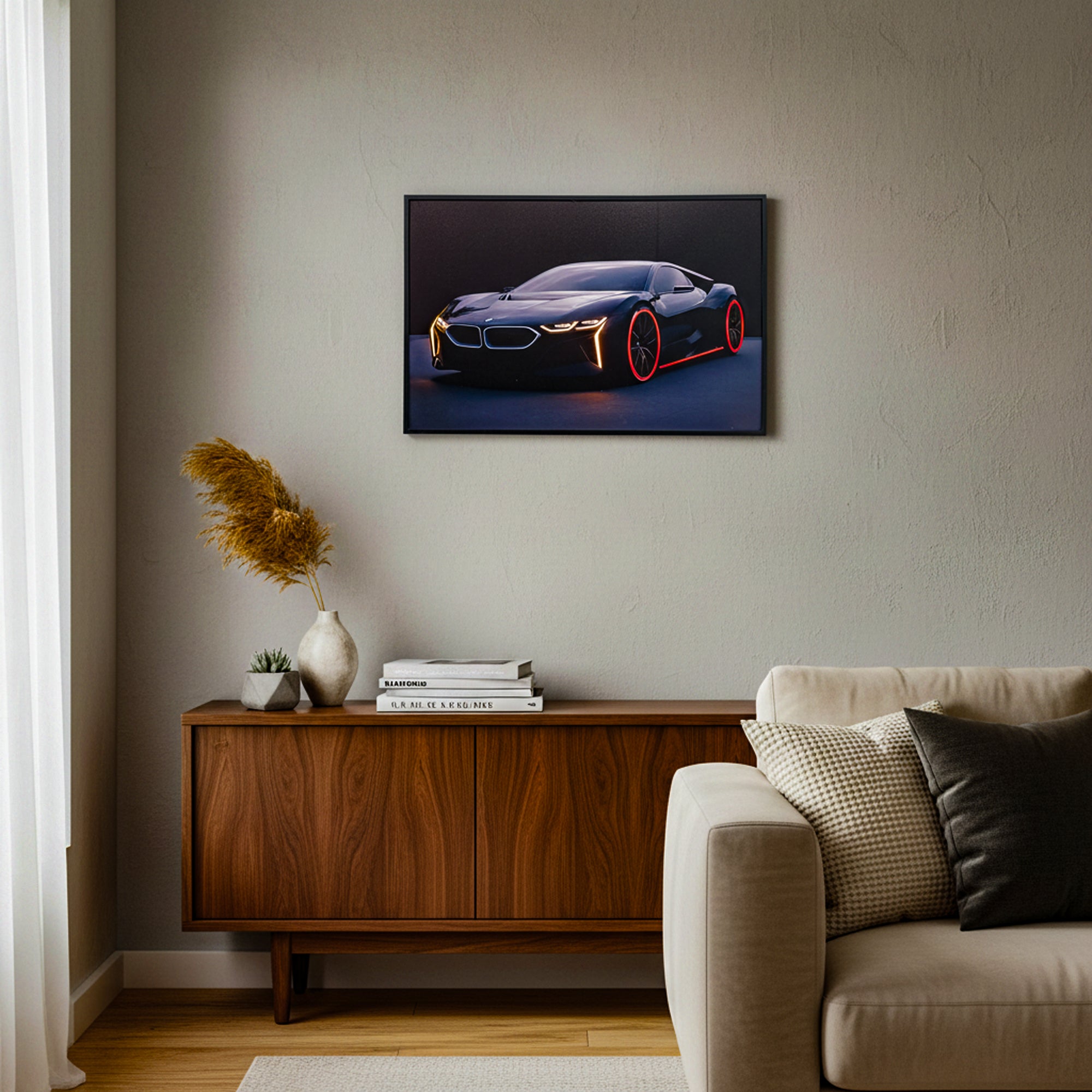 40 x 60cm Car Frame with LED Lights Black & Red