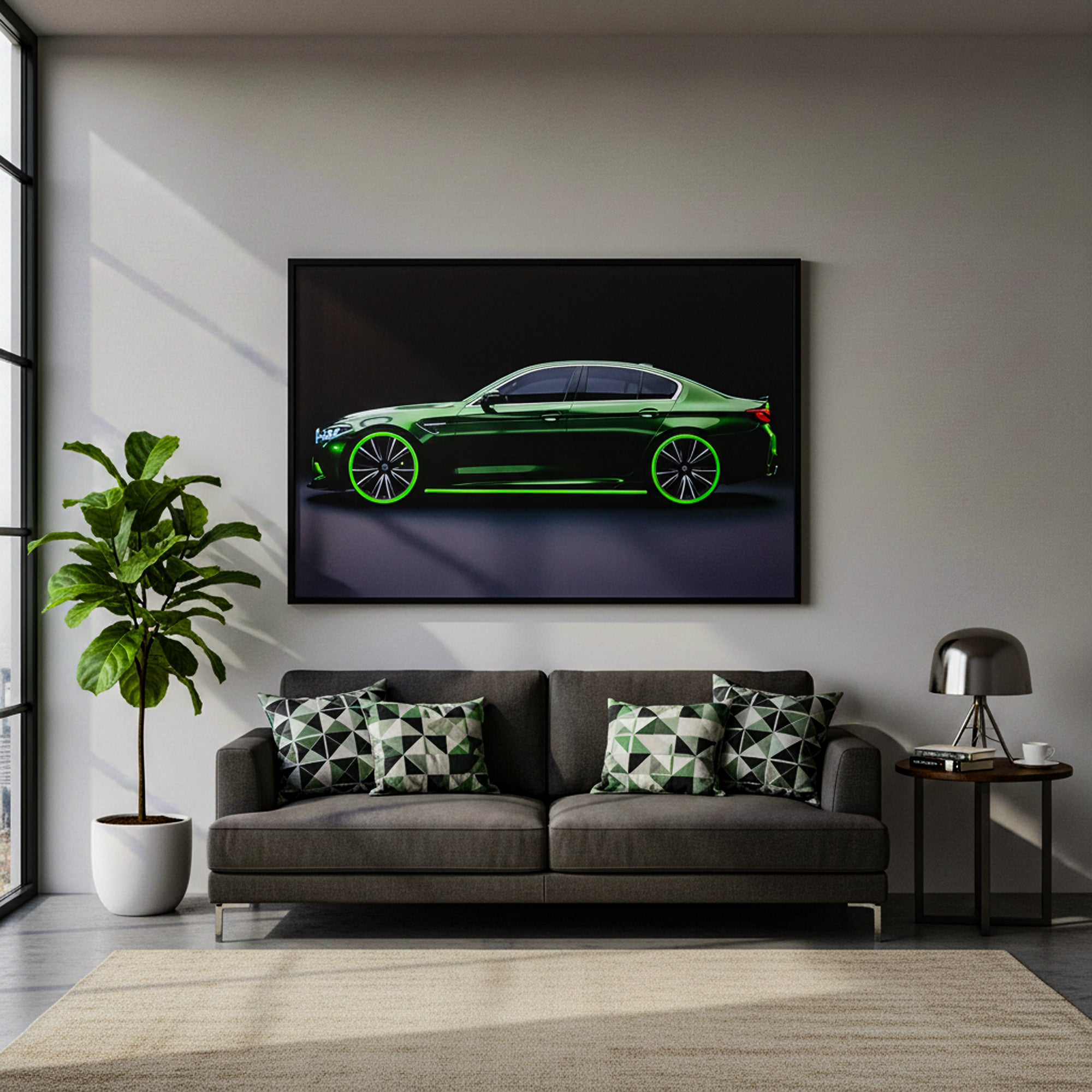 80 x 120cm Car Frame with LED Lights Green
