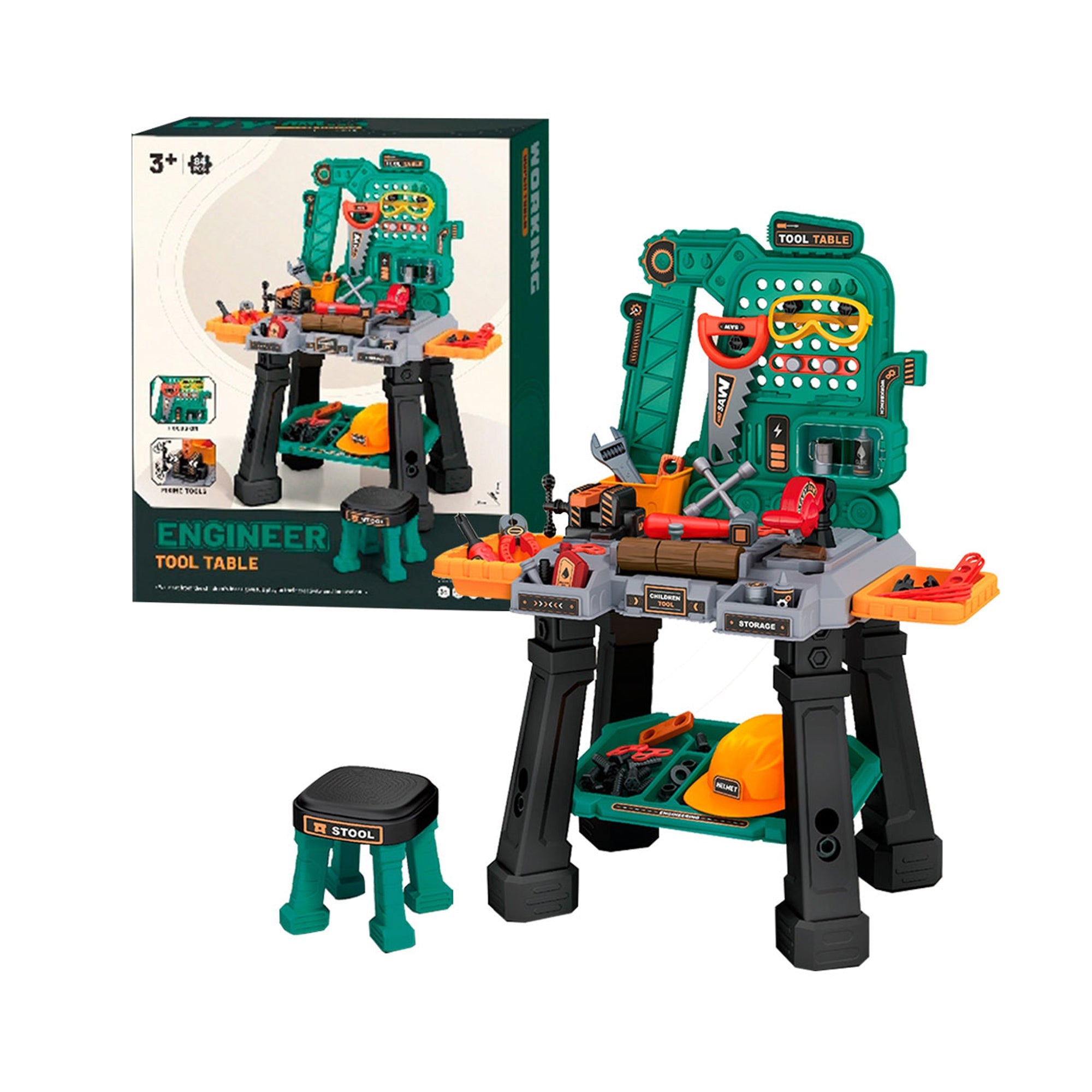 87 Piece Tool Table Toy Multicoloured