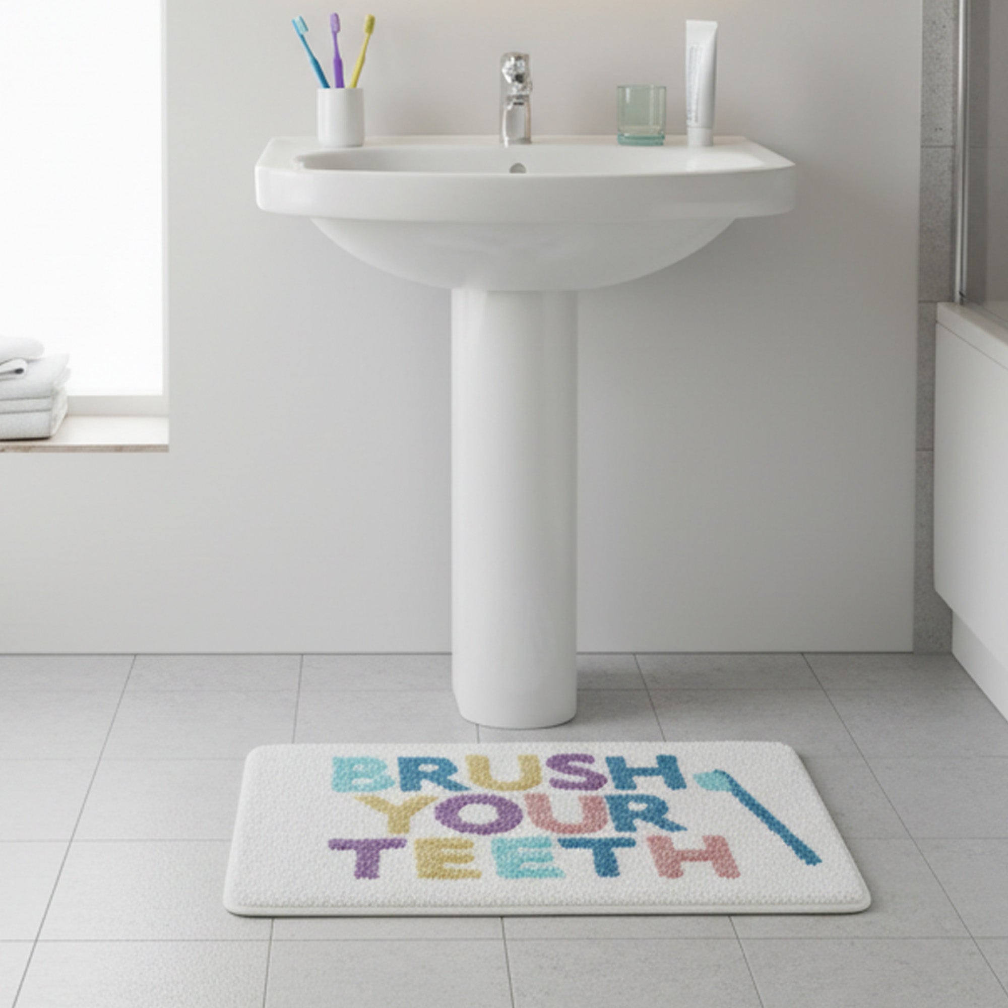 "Brush Your Teeth" Floor Mat Multicoloured