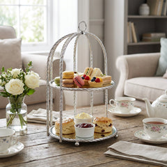 2 Tier Mirror Cake Stand Silver