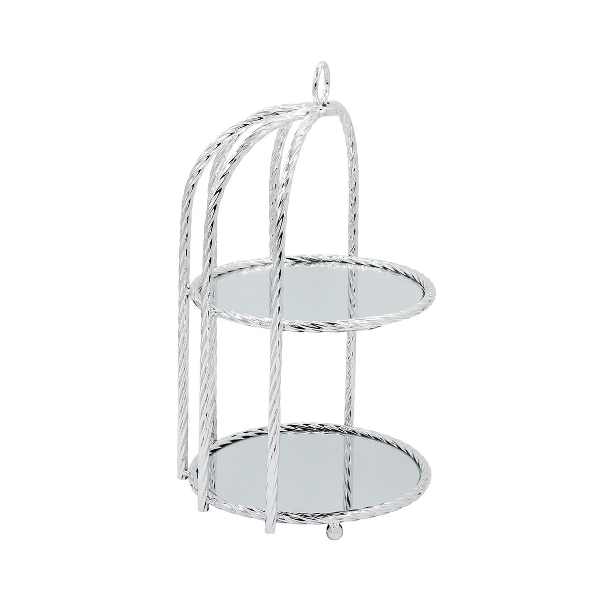 2 Tier Mirror Cake Stand Silver