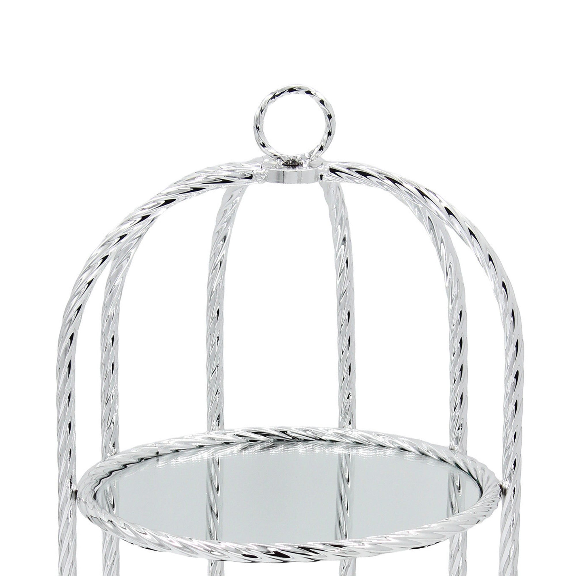 2 Tier Mirror Cake Stand Silver