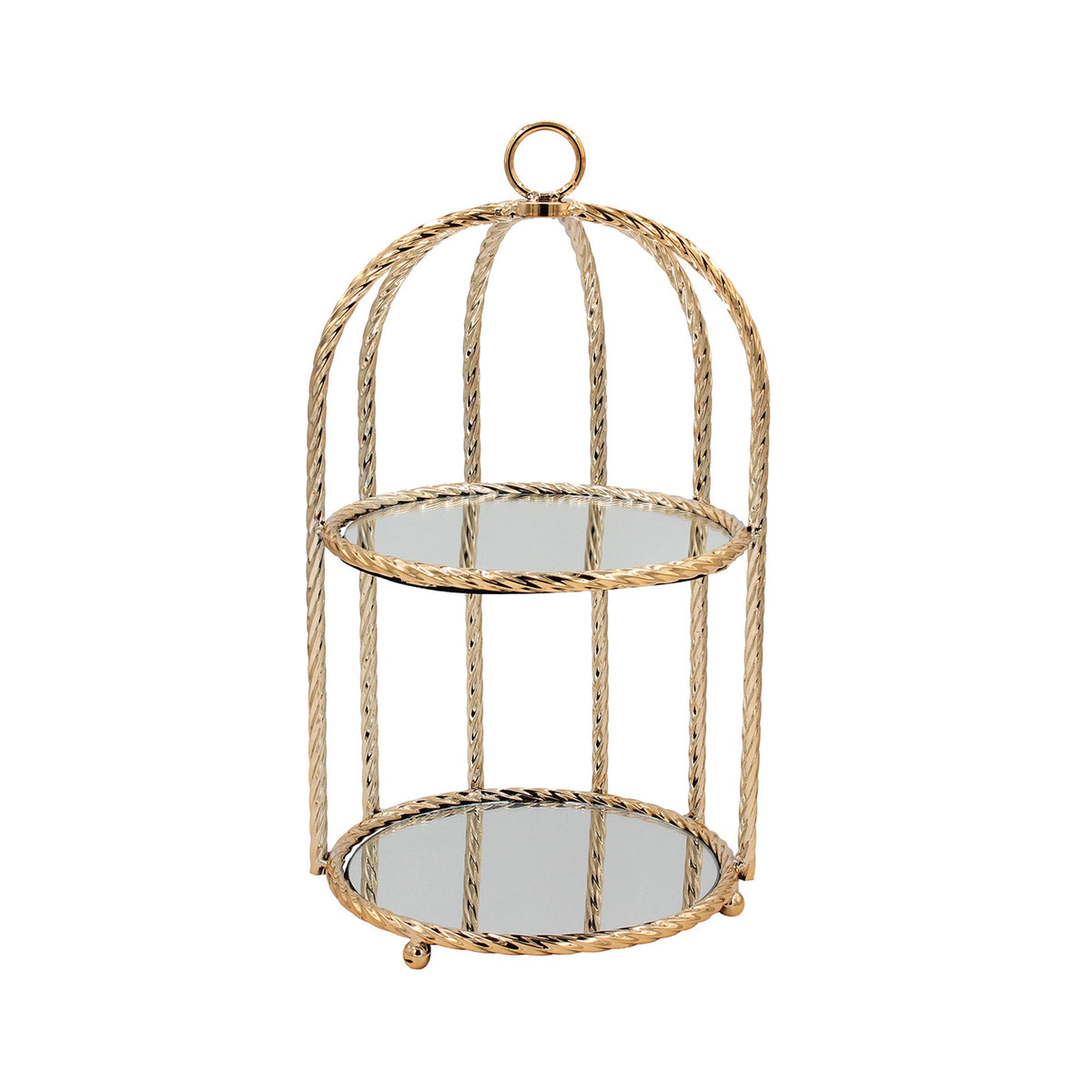 2 Tier Mirror Cake Stand Gold