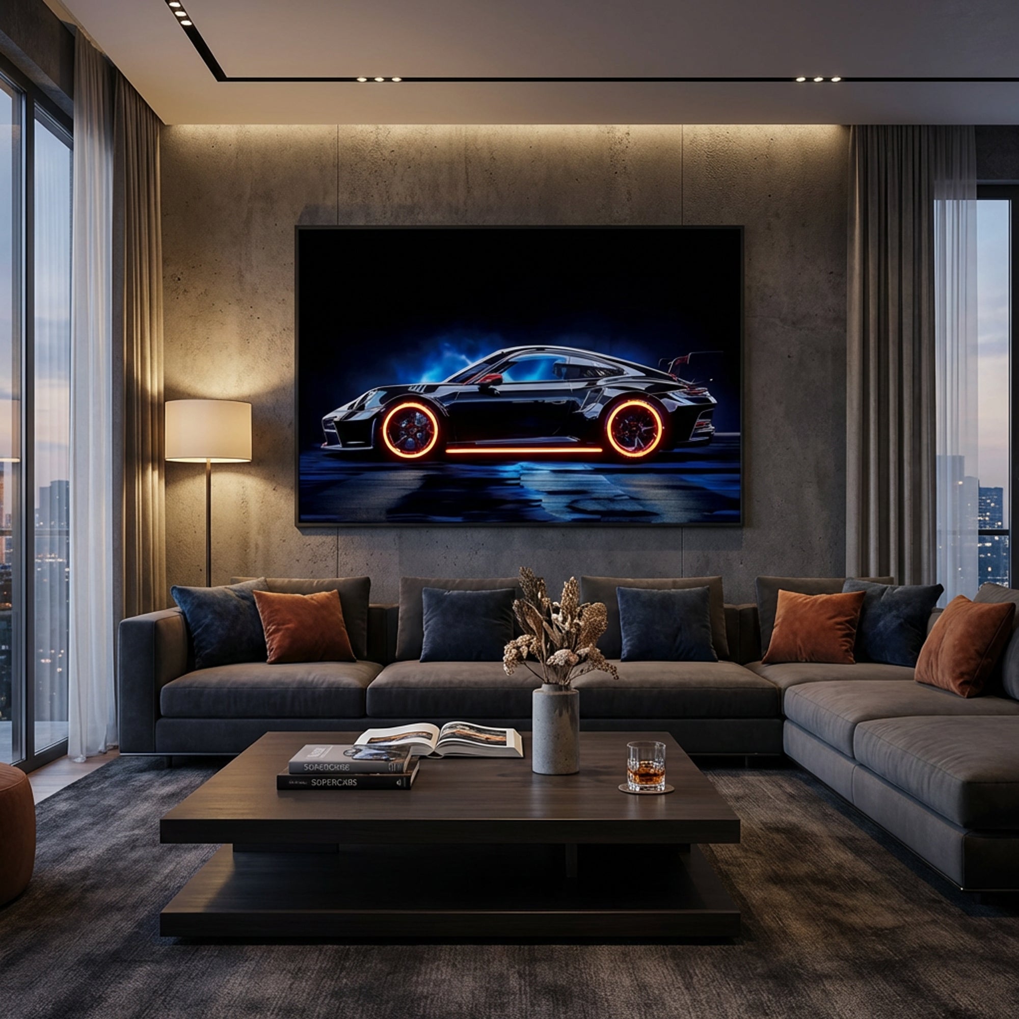 120 x 80cm Car Frame with Lights Black & Blue