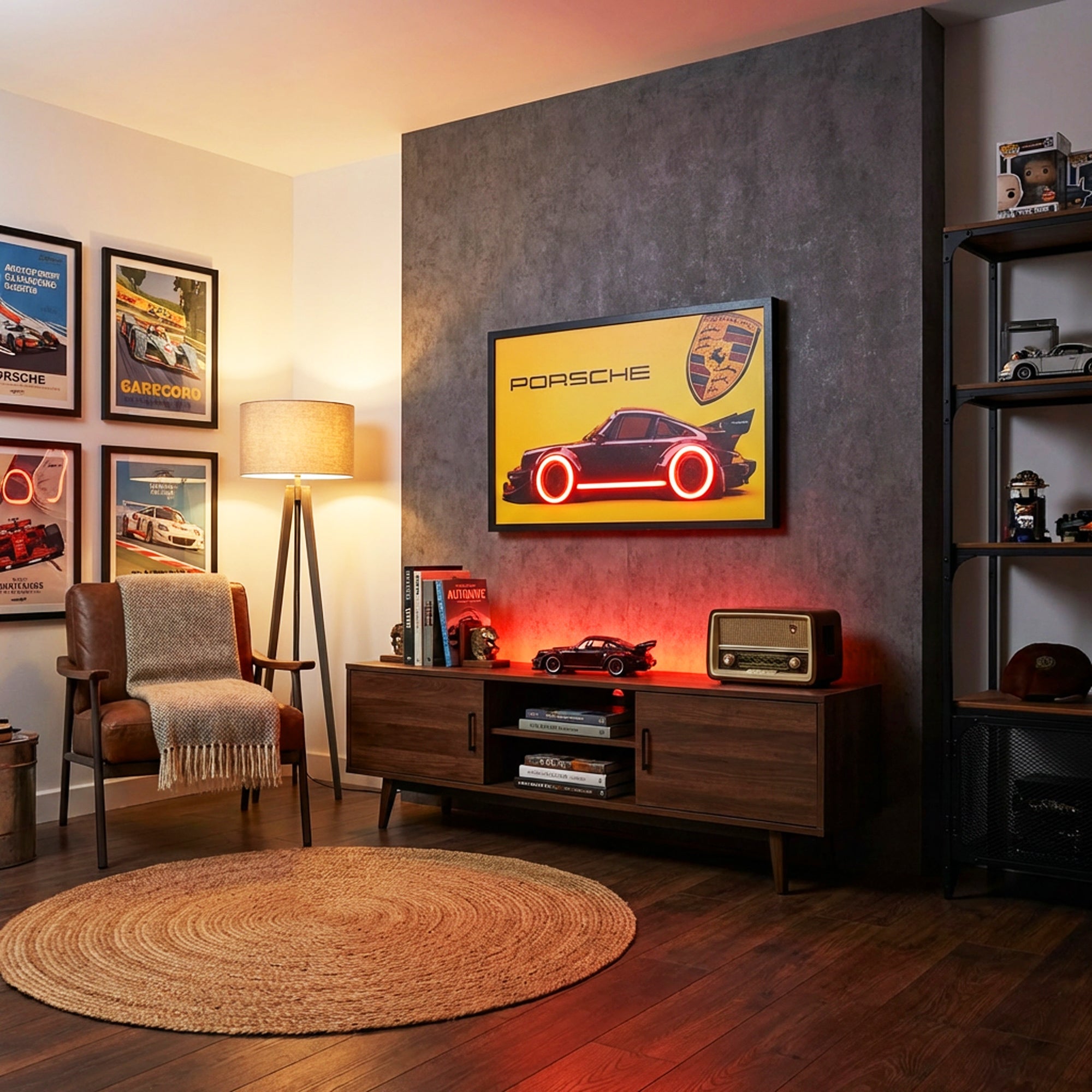 70 x 40cm Car Frame with Lights Yellow