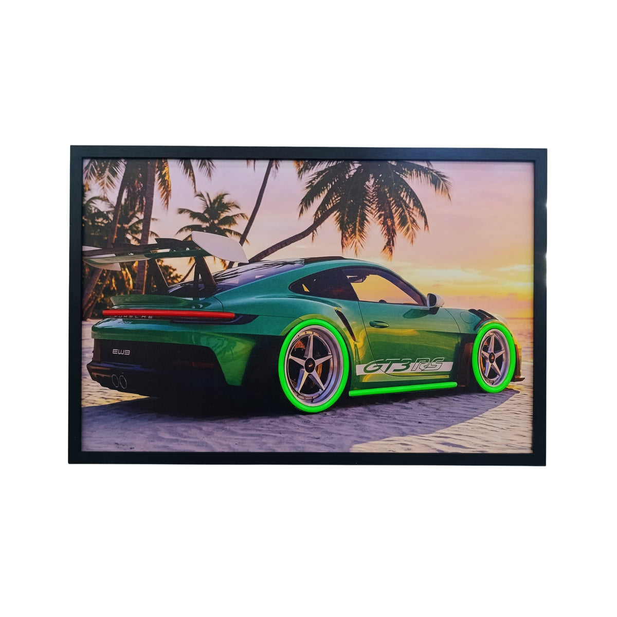 70 x 40cm Car Frame with Lights Green