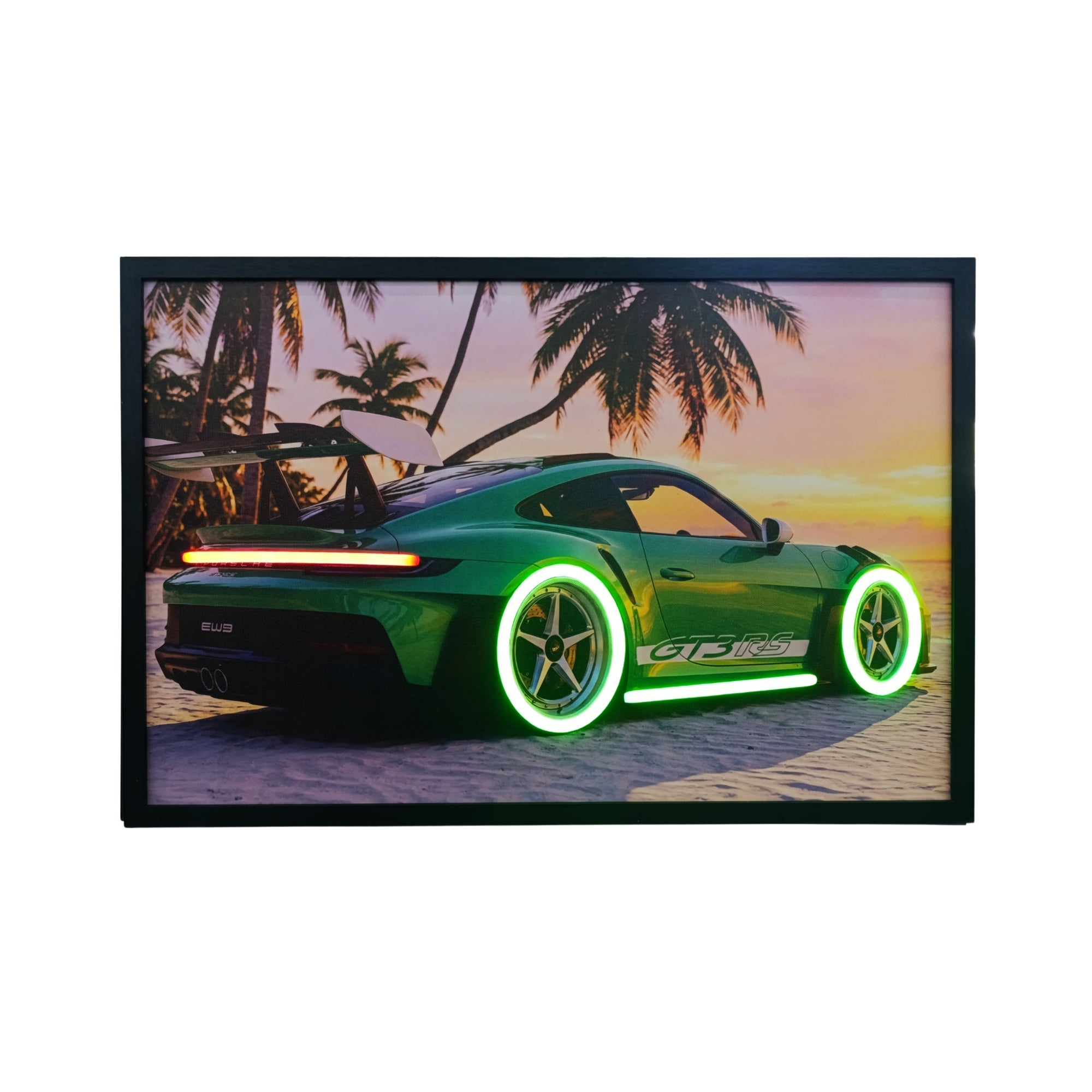 70 x 40cm Car Frame with Lights Green